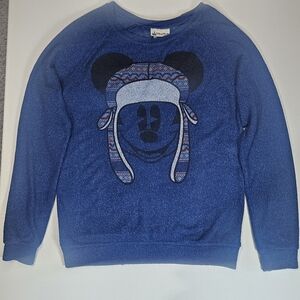 Disney Parks Sweater Womens Medium Blue‎ Black Winter Mickey Limited Edition